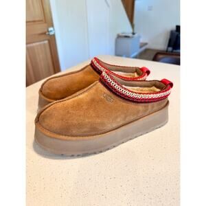 UGG TAZZ Women's 8 Chestnut Suede Platform Slippers Clog Shoe